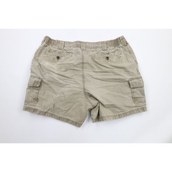 Vintage LL Bean Mens Size 38 Thrashed Above Knee Cargo Shorts Green Cotton - Picture 6 of 10